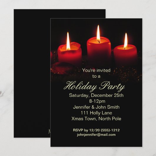 Red Black Candle kerstfeestdag Kaart (Voorkant / Achterkant)