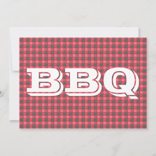 Red Black Check Pset BBQ-uitnodiging Kaart (Achterkant)
