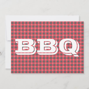 Red Black Check Pset BBQ-uitnodiging Kaart