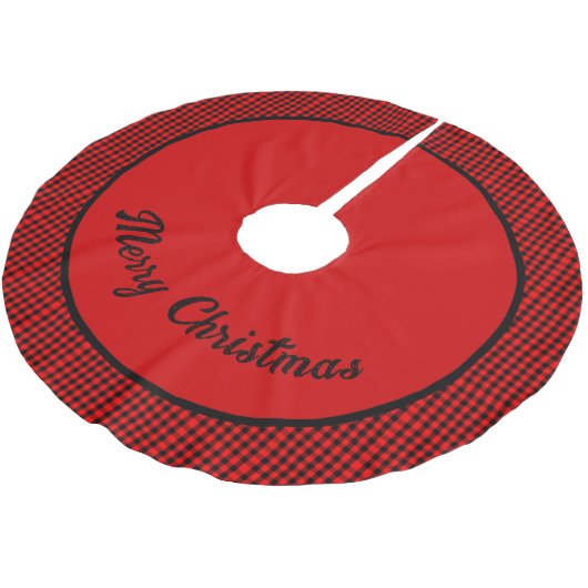 Red & Black checked Personalized Christmas Kerstboom Rok (Gekanteld)