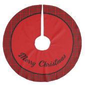 Red & Black checked Personalized Christmas Kerstboom Rok (Voorkant)