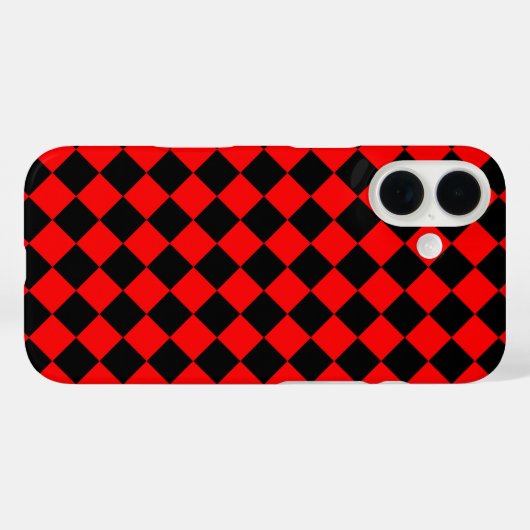 Red Black Checker Diamond Pattern Case-Mate iPhone Case (Achterkant (horizontaal))