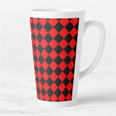 Red Black Checker Diamond Pattern Latte Mok (Rechts)