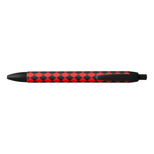 Red Black Checker Diamond Pattern Zwarte Inkt Pen (Achterkant)