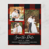 Red Black Checkset Wedding Photo Save the Date (Voorkant)