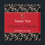 Red Black Cherry Blossom Wedding Favor Magnet<br><div class="desc">Deze rode,  zwarte en witte kerry-bloesems bruiloft is een lofzang voor je magnetje...  komt overeen met de trouwuitnodiging hieronder. De tekst kan worden aangepast. Als je andere overeenkomende objecten in dit ontwerp nodig hebt,  kun je een e-mail sturen naar niteowlstudio@gmail.com.</div>