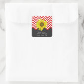 Red Black Chevron Color Block met Sunflower Label (Tas)