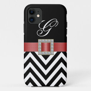 RED BLACK CHEVRON MONOGRAM iPhone 5 Hoesje