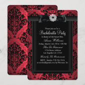 Red & Black Chic Damask Bachelorette Party Kaart (Voorkant / Achterkant)