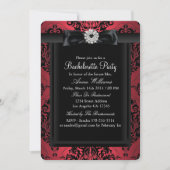 Red & Black Chic Damask Bachelorette Party Kaart (Voorkant)