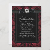 Red & Black Chic Damask Bachelorette Party Kaart (Voorkant)