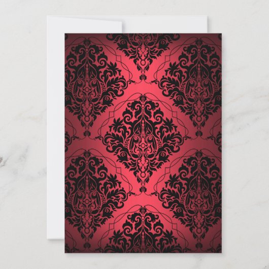 Red & Black Chic Damask Bachelorette Party Kaart (Achterkant)