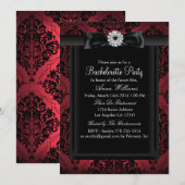 Red & Black Chic Damask Bachelorette Party Kaart (Voorkant / Achterkant)