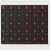 Red Black Chic-kerstboomkleur - aangepaste Logo Cadeaupapier (Vlak)