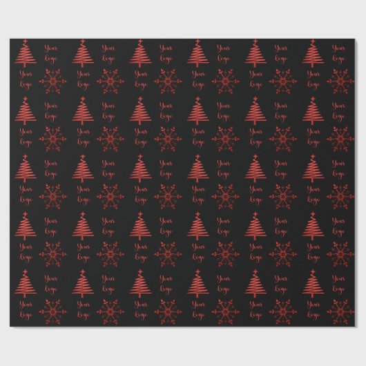 Red Black Chic-kerstboomkleur - aangepaste Logo Cadeaupapier (Vlak)