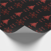 Red Black Chic-kerstboomkleur - aangepaste Logo Cadeaupapier (Hoek)