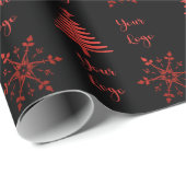 Red Black Chic-kerstboomkleur - aangepaste Logo Cadeaupapier (Rol Hoek)