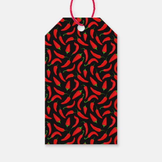 Red Black Chili Pepper Patroon Cadeaulabel (Voorkant)