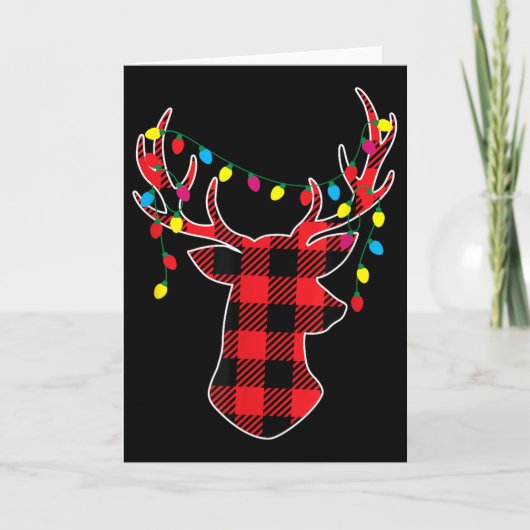 Red Black Christmas Buffalo Plaid Deer Women Men K Kaart (Voorkant)