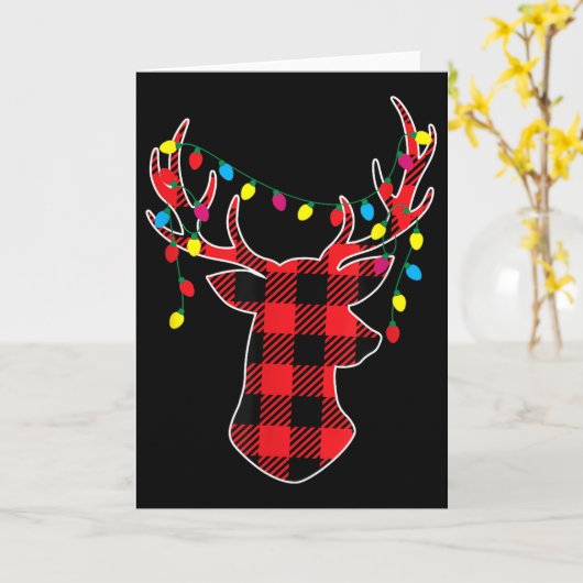 Red Black Christmas Buffalo Plaid Deer Women Men K Kaart (Gele Bloem)