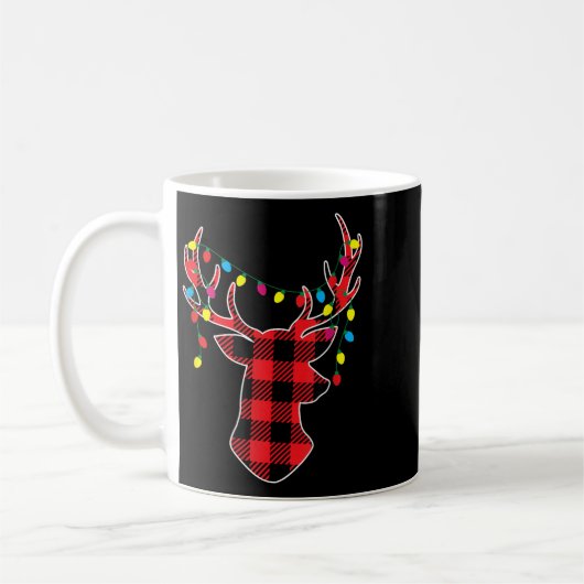 Red Black Christmas Buffalo Plaid Deer Women Men K Koffiemok (Links)