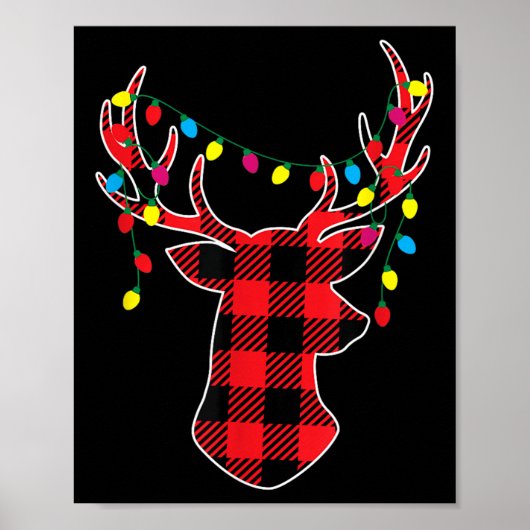 Red Black Christmas Buffalo Plaid Deer Women Men K Poster (Voorkant)