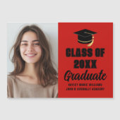 Red Black Class of 2026 Graduation Photo Magnet (Voorkant)