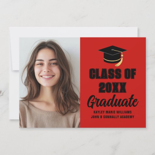 Red Black Class van 2025 Afstuderen Foto Afstudere Aankondiging (Voorkant)