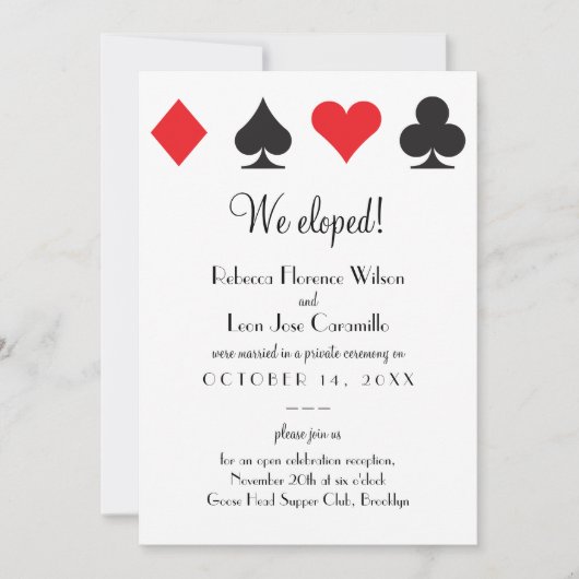 Red Black Classic Las Vegas Elopement Aankondiging (Voorkant)