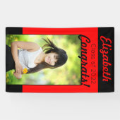 Red & Black Congrats One Photo Graduparty Spandoek (Horizontaal)