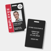 Red Black Corporate Logo Medewerker Foto Badge (Voor- en achterkant)