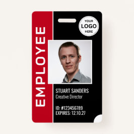 Red Black Corporate Logo Medewerker Foto Badge
