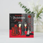 Red Black Corset Bachelorette Party Shoes Kaart (Staand voorkant)