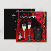 Red Black Corset Bachelorette Party Shoes Kaart (Voorkant / Achterkant)