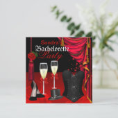 Red Black Corset Bachelorette Party Shoes Kaart (Staand voorkant)