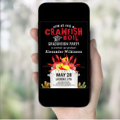 Red Black Crawfish Boil 3 Foto Graduparty Kaart