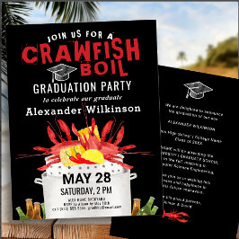 Red Black Crawfish Boil Afstuderen BBQ Party Kaart