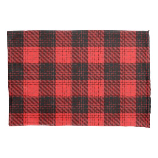  Red Black Crosshatch Buffalo Check Kussensloop (Voorkant)