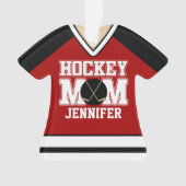 Red/Black Custom Hockey Mam Jersey Ornament (voorkant)