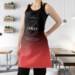 Red Black Custom Logo Business Salon Haarstylist Schort<br><div class="desc">Stimuleer uw bedrijf met dit moderne,  professionele schort met aangepaste logo,  elegante kalligrafienaam en tekst. Voeg je gegevens eenvoudig toe door op de optie 'personaliseren' te klikken.</div>