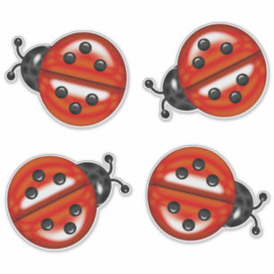 Red Black Cute Ladybugs Sticker
