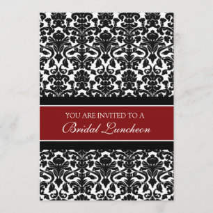 Red Black Damask Bridal Lunch Invitation Cards Kaart