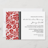 Red Black Damask Bridal Lunch Invitation Kaart (Achterkant)