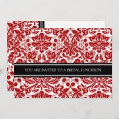 Red Black Damask Bridal Lunch Invitation Kaart (Voorkant / Achterkant)