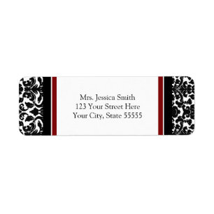 Red Black Damask Custom Return-adreslabels Etiket