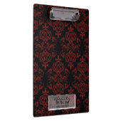 Red Black Damask Elegant Chic Glam op maat Klembord (Rechts)