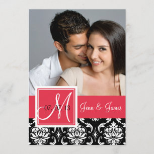 Red Black Damask Foto slaat de datum op Save The Date