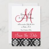 Red Black Damask Foto slaat de datum op Save The Date (Achterkant)