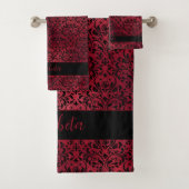 Red Black Damask Gothic Bad Handdoek (Insitu)