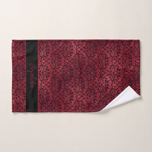 Red Black Damask Gothic Bad Handdoek (Handdoek)